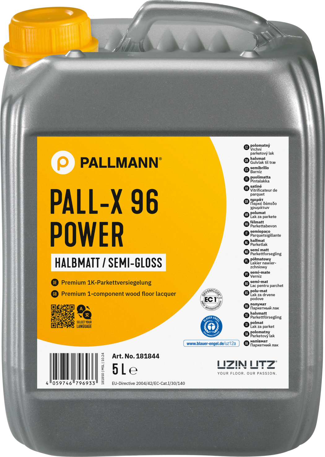 PALLMANN PALL-X 96 POWER 1К лак на водной основе, полумат 5л